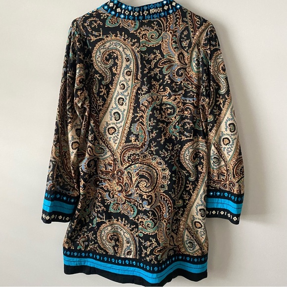 Soft Surroundings Paisley Boho Embellished Sheath Tunic Top Dress size S - Picture 7 of 8